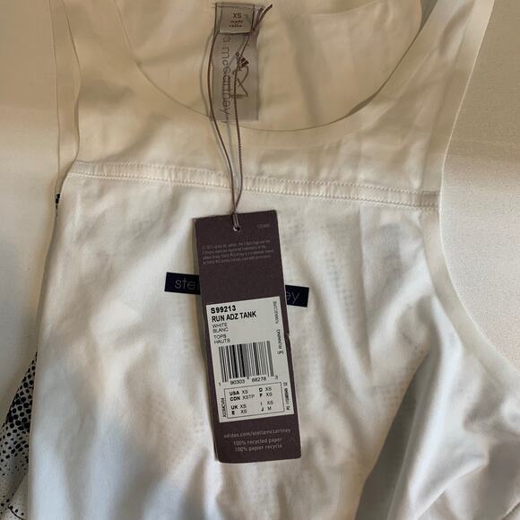 Adidas Stella McCartney Tank Top Womens XS Extra Small White Black AdiZero Print - Picture 7 of 13